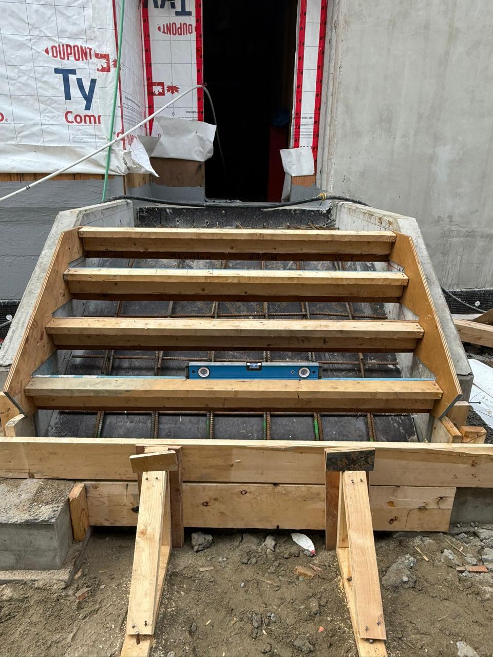 Structural shoring and slab support viewed from above