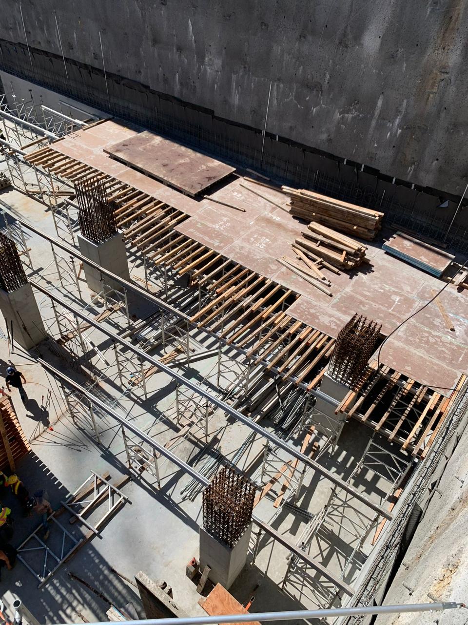 Concrete stair formwork prepared for a pour