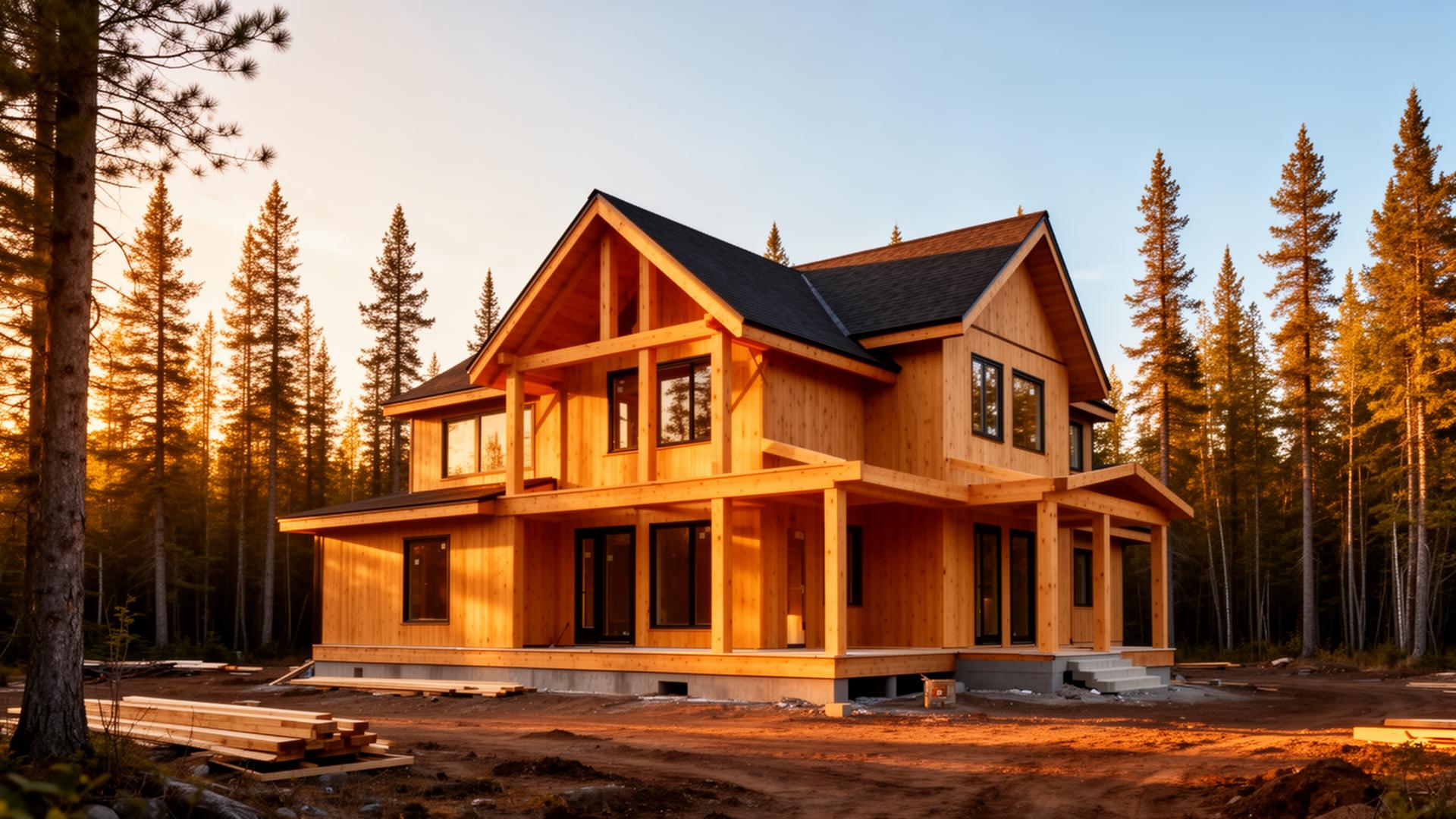 Wood construction in Canadian forest
